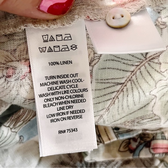 Rachel Zoe Neutral Vacation Resort wear Linen Button Shirt Dress mini size XL - Picture 9 of 9